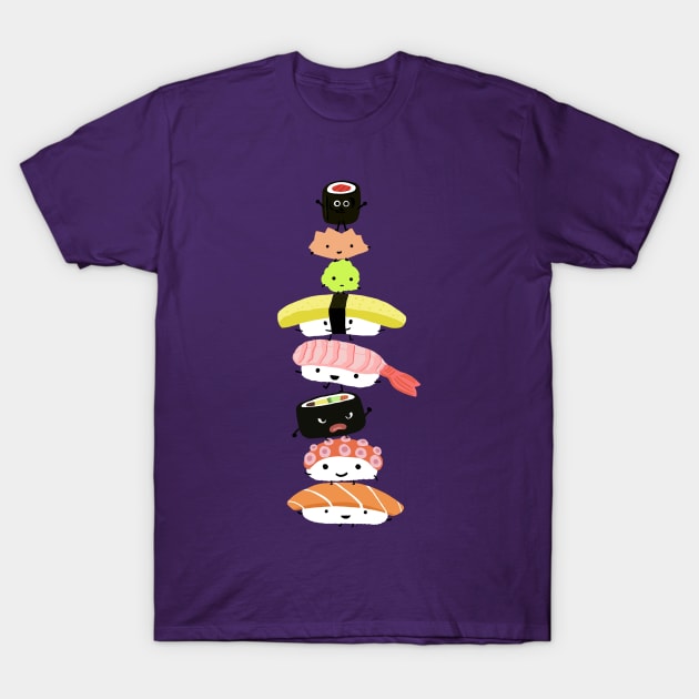 Cute Sushi | Kawaii Sushi Characters T-Shirt by Coffee Squirrel